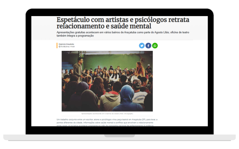 Espetáculo com artistas e psicólogos retrata relacionamento e saúde mental